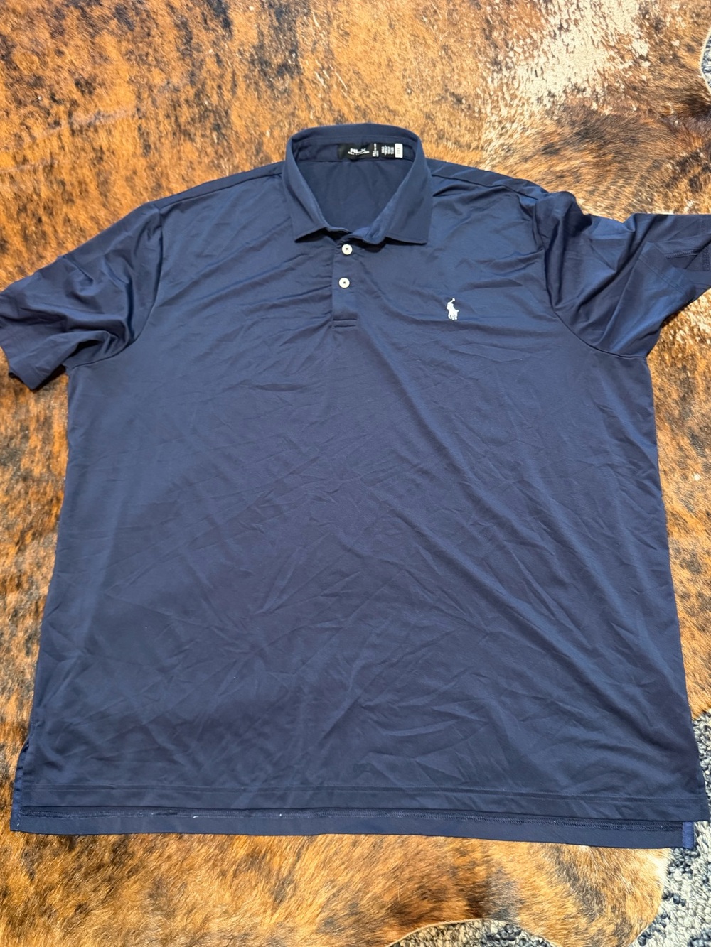 RLX Ralph Lauren Polo Performance Golf Shirt Blue White Pony Mens XXL Stretch